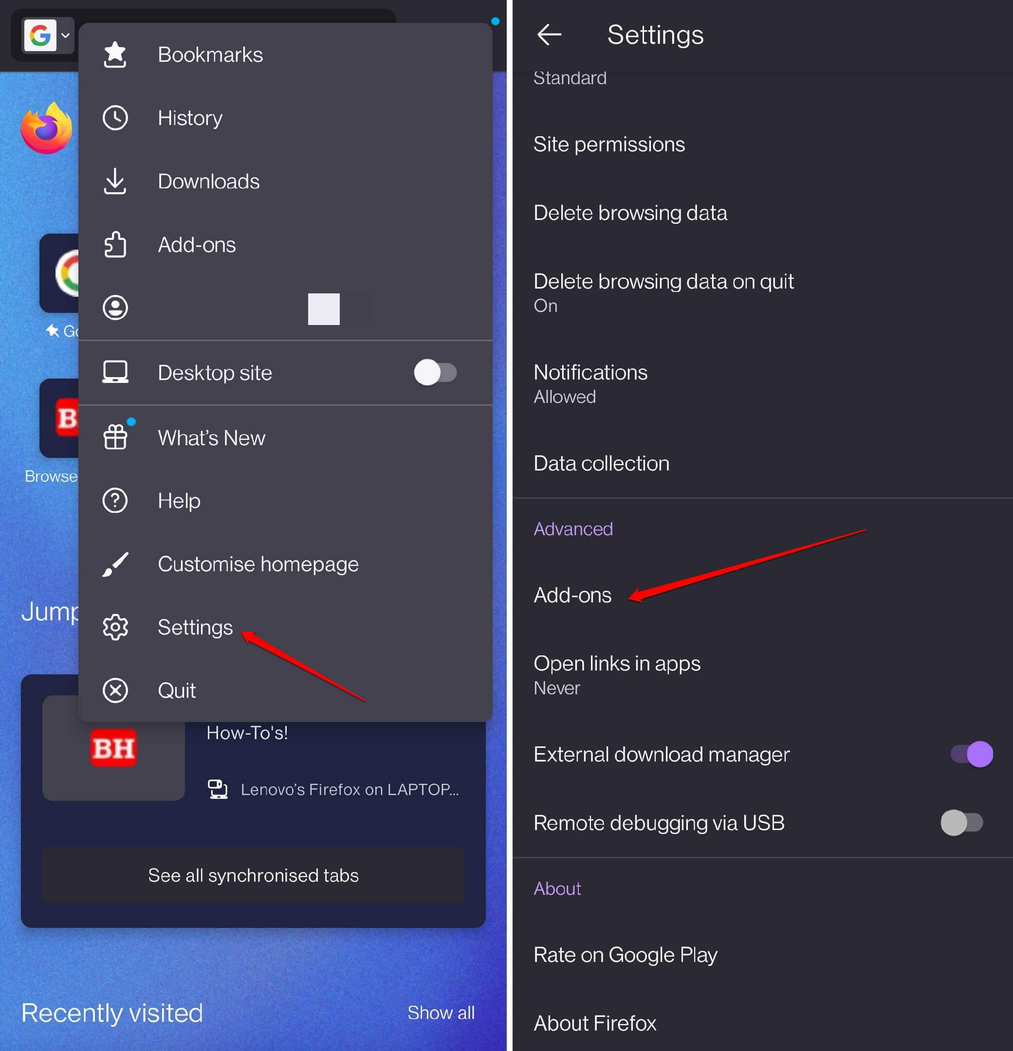 firefox android addons