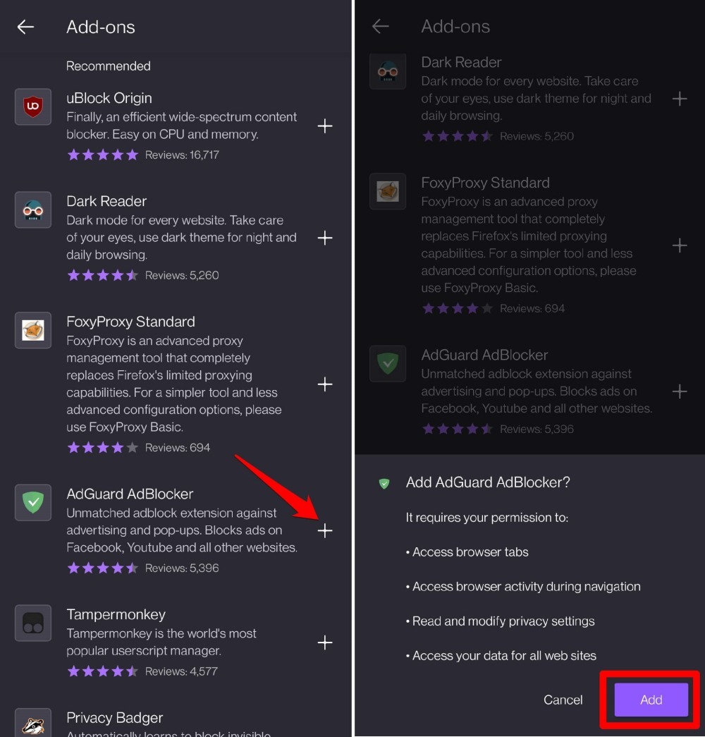 integrate add on to Firefox Android
