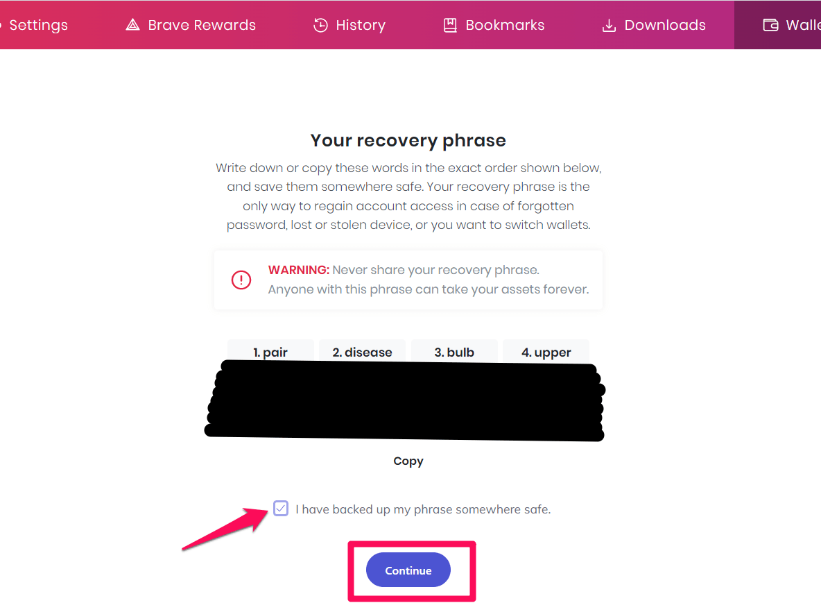 Brave Wallet Recovery Phrase Store Safely