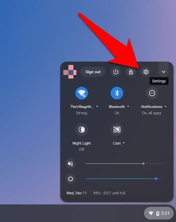 Chromebook Settings gear icon