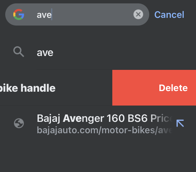 Delete Search Term from Chrome iPhone