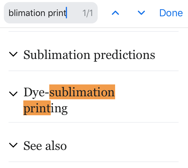 Find in Page Search Bar in Chrome iOS