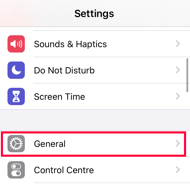 iOS General Settings
