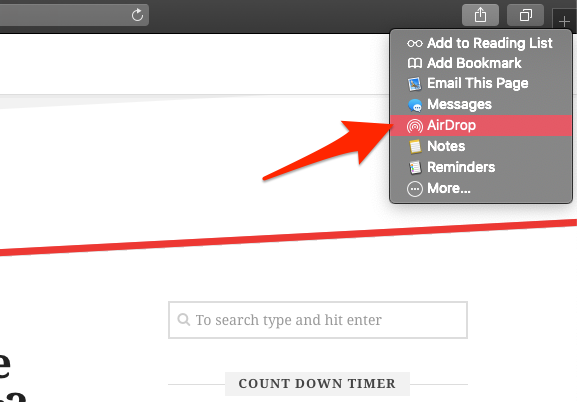 Send Link Via AirDrop on Apple Safari Mac iOS